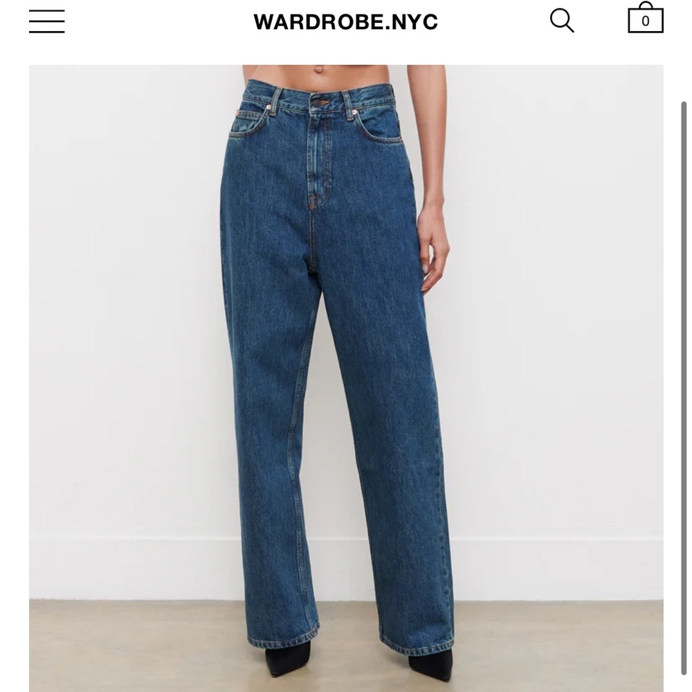 Wardrobe NYC Boyfriend Jeans Classic Blue Denim Low Rise Jeans